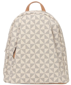 Curved Monogram Zipper Backpack 007-1008 TAUPE